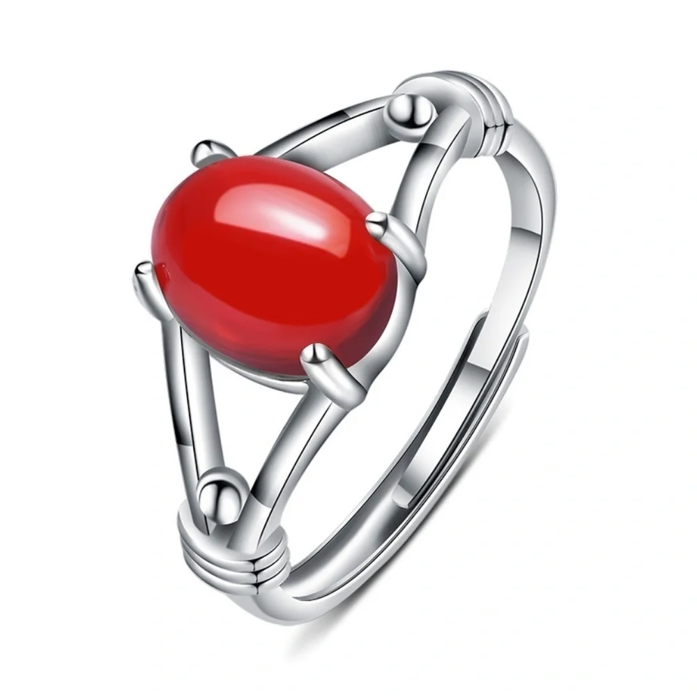 *ATLAS* Silver x Red Fashion Adjustable Ring